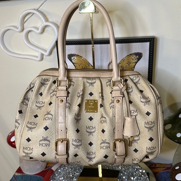 MCM Handbags - EUC - MCM Visetos Leather Boston Satchel With Lock and Key.